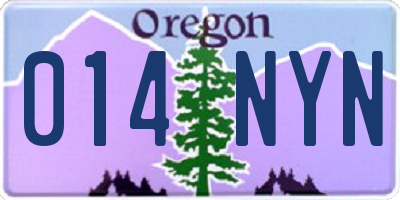 OR license plate 014NYN