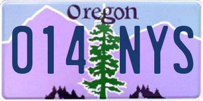 OR license plate 014NYS