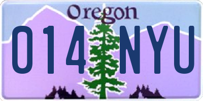 OR license plate 014NYU