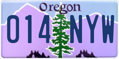 OR license plate 014NYW
