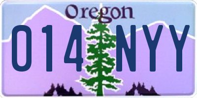 OR license plate 014NYY