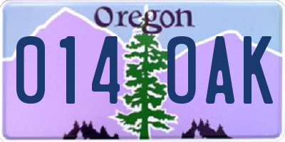 OR license plate 014OAK