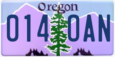 OR license plate 014OAN
