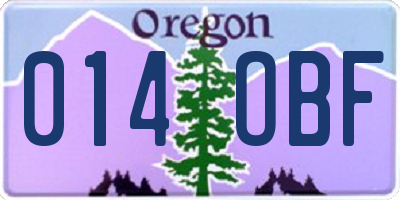 OR license plate 014OBF