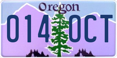 OR license plate 014OCT