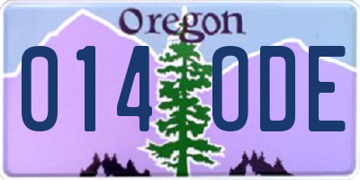 OR license plate 014ODE