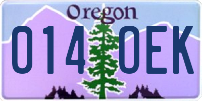 OR license plate 014OEK