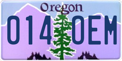 OR license plate 014OEM