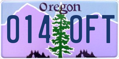 OR license plate 014OFT