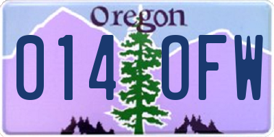 OR license plate 014OFW