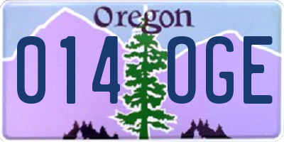 OR license plate 014OGE