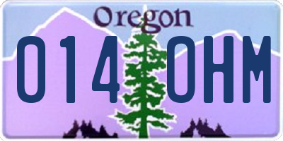 OR license plate 014OHM