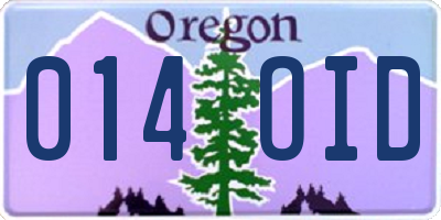OR license plate 014OID