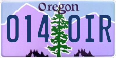 OR license plate 014OIR