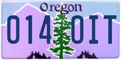 OR license plate 014OIT