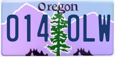 OR license plate 014OLW
