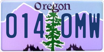 OR license plate 014OMW