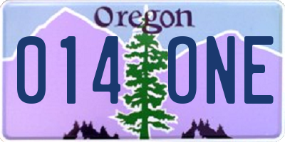 OR license plate 014ONE