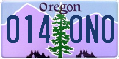 OR license plate 014ONO
