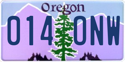 OR license plate 014ONW