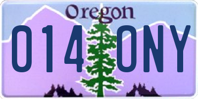OR license plate 014ONY