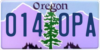 OR license plate 014OPA