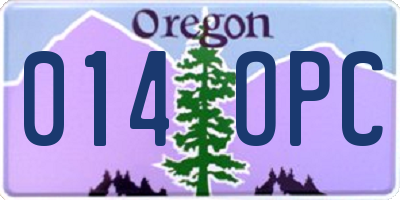 OR license plate 014OPC