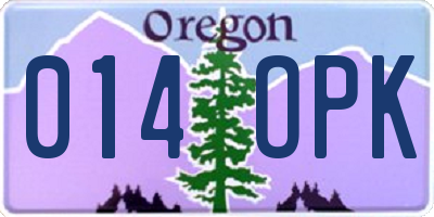 OR license plate 014OPK
