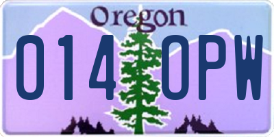 OR license plate 014OPW