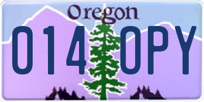 OR license plate 014OPY