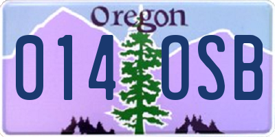 OR license plate 014OSB
