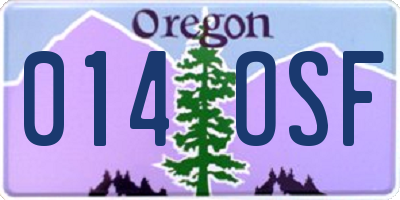 OR license plate 014OSF