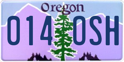 OR license plate 014OSH