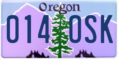 OR license plate 014OSK