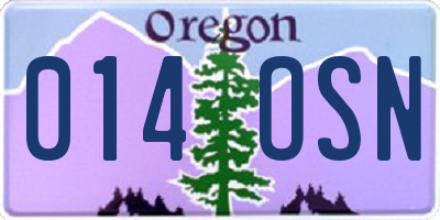 OR license plate 014OSN