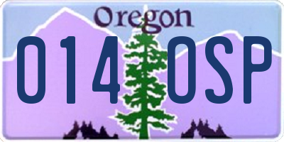 OR license plate 014OSP
