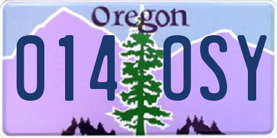 OR license plate 014OSY