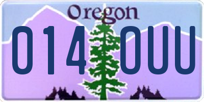 OR license plate 014OUU