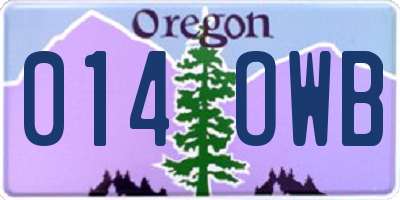 OR license plate 014OWB