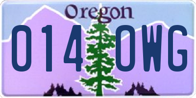OR license plate 014OWG