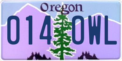 OR license plate 014OWL