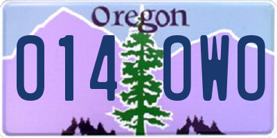 OR license plate 014OWO