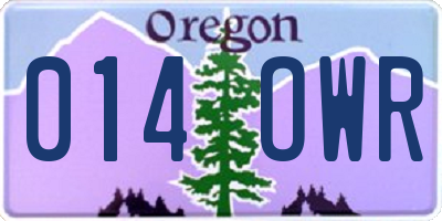 OR license plate 014OWR