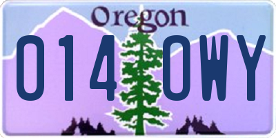 OR license plate 014OWY