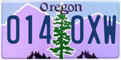 OR license plate 014OXW
