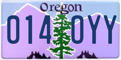 OR license plate 014OYY