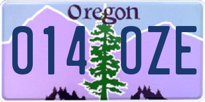 OR license plate 014OZE