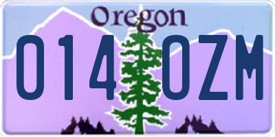 OR license plate 014OZM