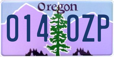 OR license plate 014OZP