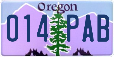 OR license plate 014PAB